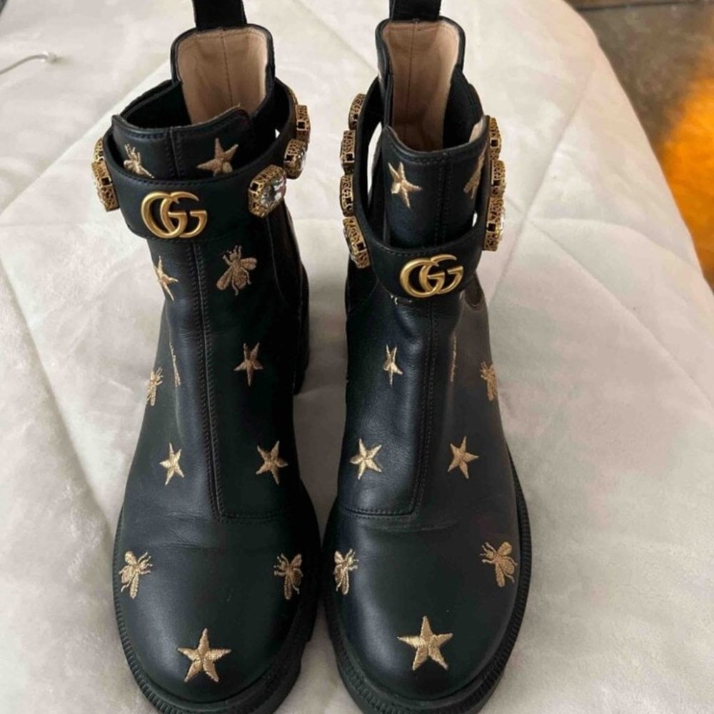 Gucci boots bees and stars embellished